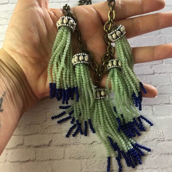 BaubleBar Seed bead tassel link chain necklace - Picture 5 of 7